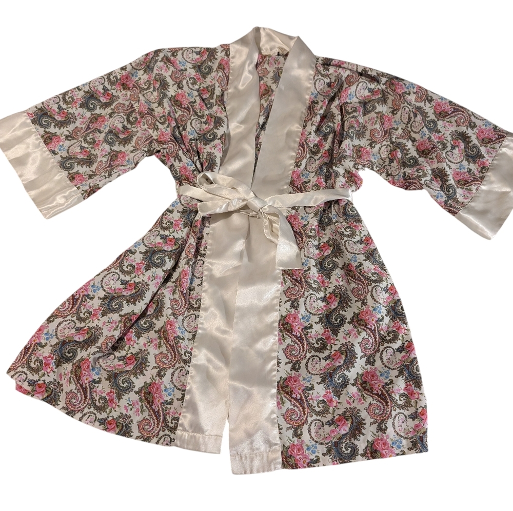 Vintage‎ Gold Label Victoria's Secret Satin Robe with Floral Paisley Print